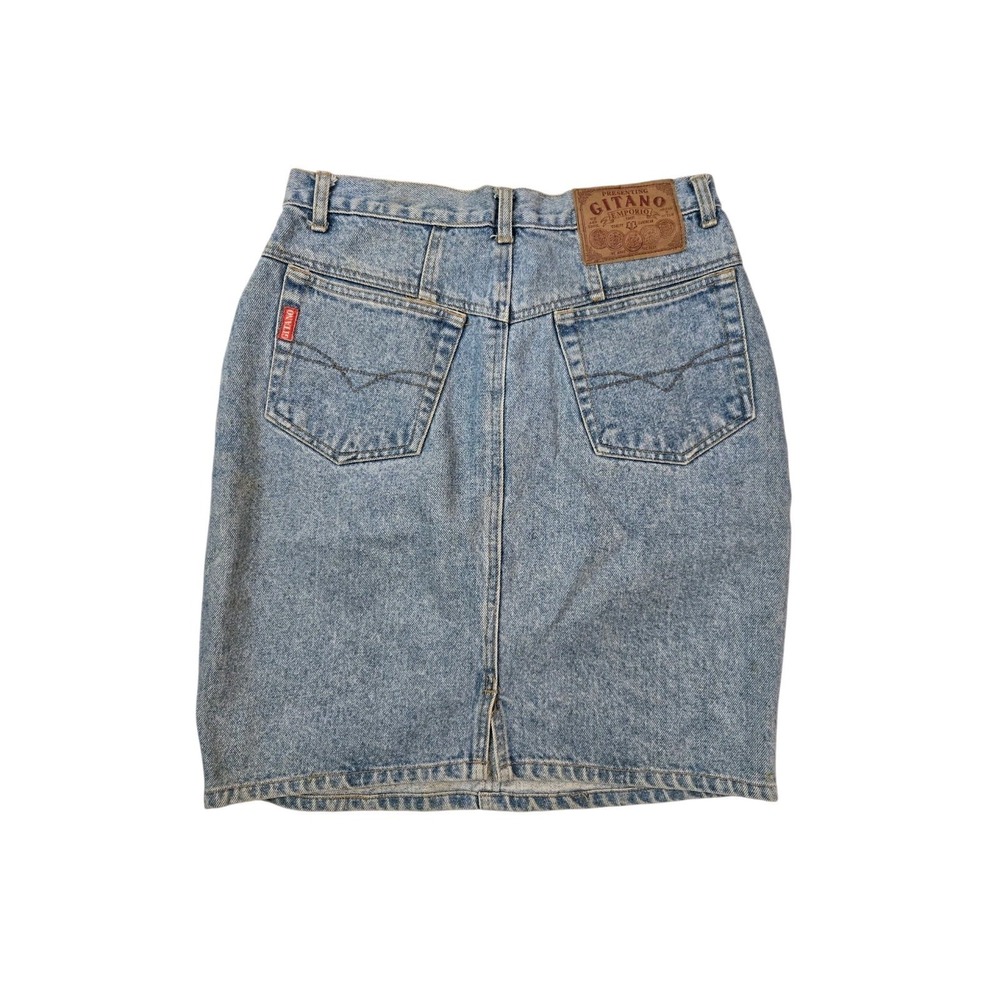 Vintage Emporio Gitano Denim Skirt High Waisted Acid Wash Blue Mini Size... - Picture 2 of 6